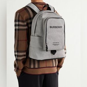 BURBERRY Logo-Print Leather-Trimmed Canvas Backpack